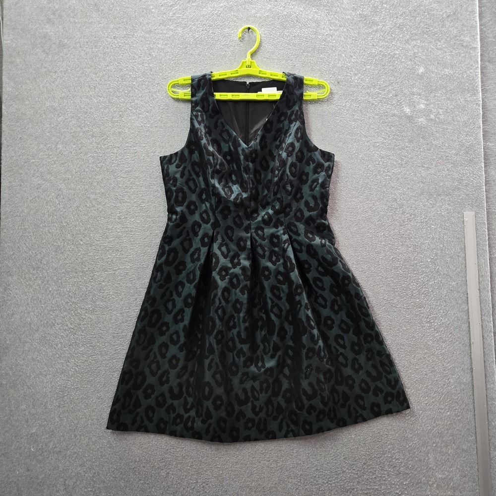 Ann Taylor LOFT Women Dress 10P Green Animal Print Fit & Flare Fairy Grunge NWT